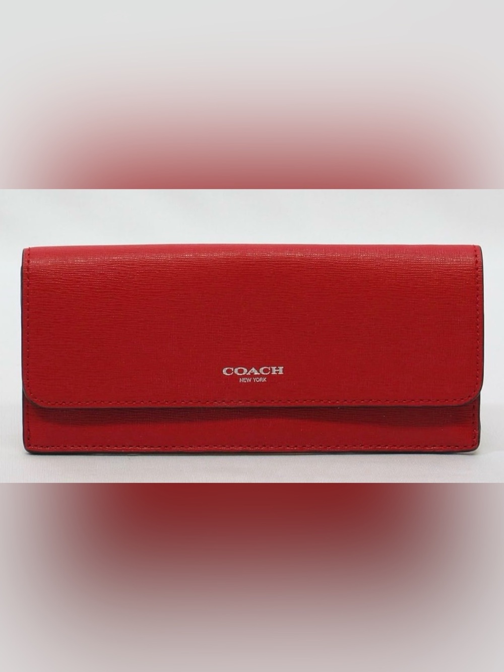 Coach Cherry Red Saffiano Leather Envelope Wallet